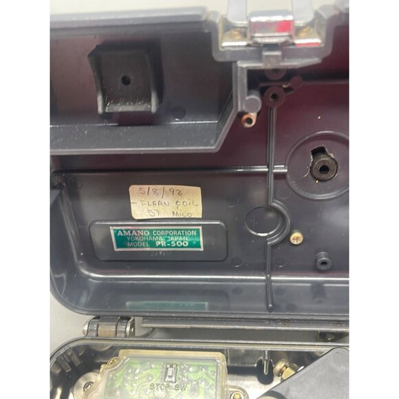 amano pr-500 watchman clock time with key & paper black made in japan READ - Picture 12 of 13